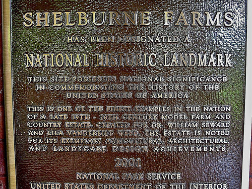 Shelburne Farms (1886) – National Historic Landmark plaque
